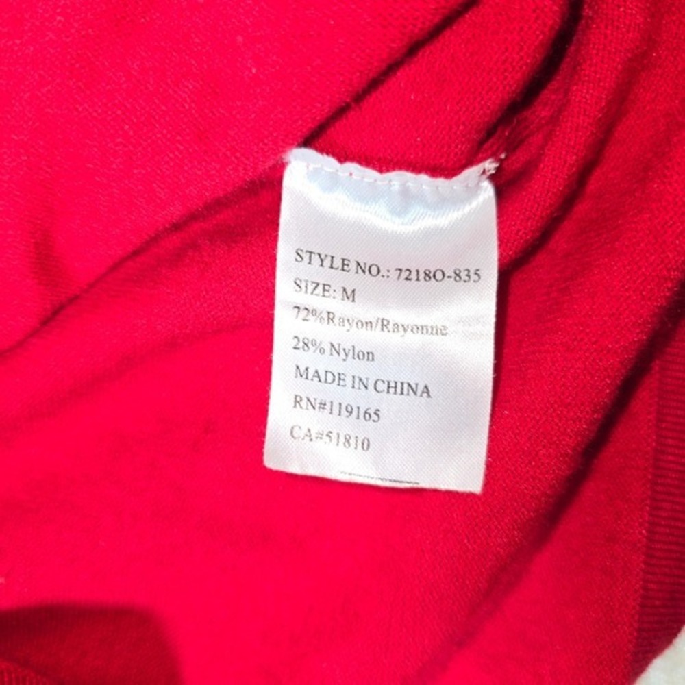Tribal Long Sleeve Ruffle Trim V-Neck Sweater‎ – Red – Size M - Picture 6 of 6